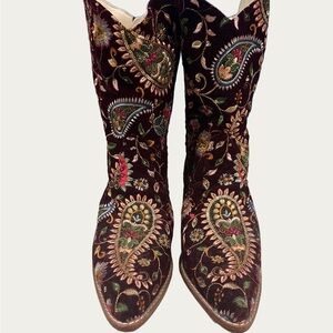 Free People Embroidered Heeled Boots - Multicolor